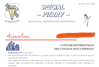 L'AICSE sur le bulletin d'informations municipales de Pierry (hiver 2024-2025) Cliquez pour télécharger le bulletin