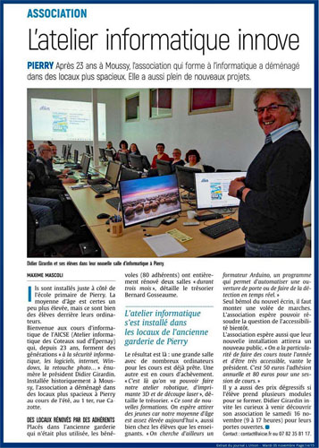 Article de presse Lunion