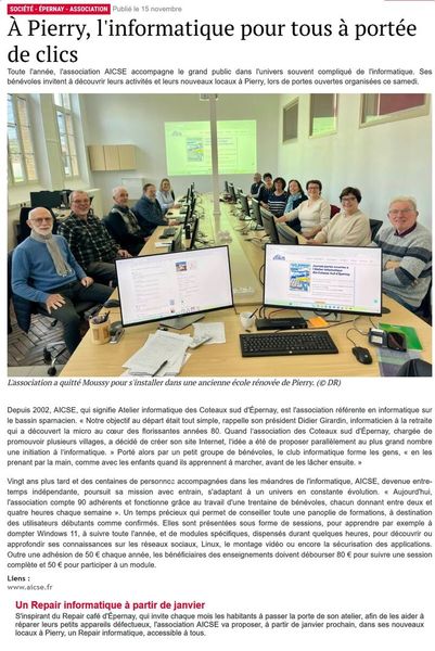 Article de presse L Hebdo du Vendredi